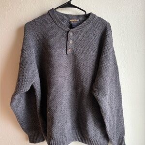 Woolrich Men's Charcoal Crewneck Henley Sweater